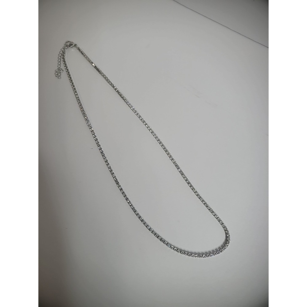 Vintage Silver Tone Necklace Crystal Rhinestones Jewelry Costume Wedding Bride‎